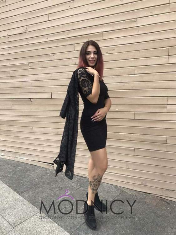 Гипюровое платье и кардиган 3596