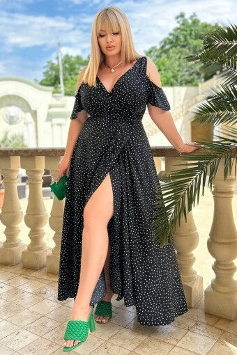 Длинное платье в горох 05188,2
