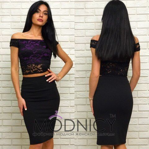 Костюм Гипюровый топ и юбка - карандаш 3495