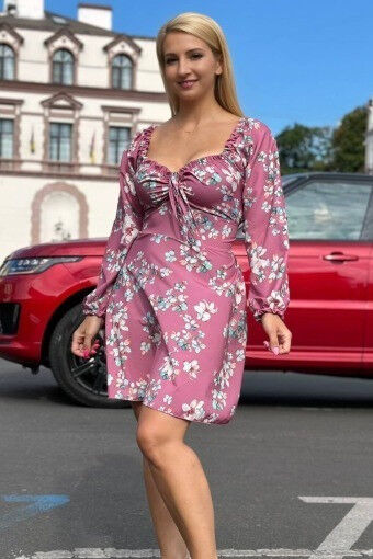 Платье мини с длинным рукавом